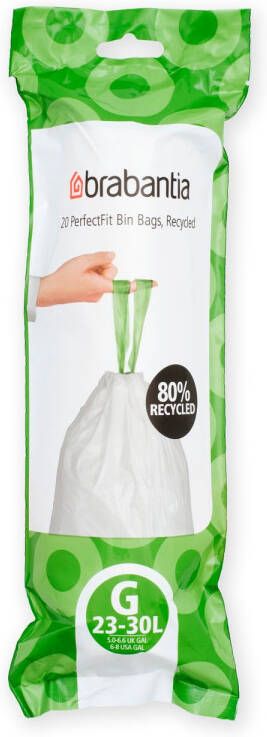 Brabantia Perfectfit Afvalzak Met Trekbandsluiting Code G 23-30l 20 Stuks rol Recycled