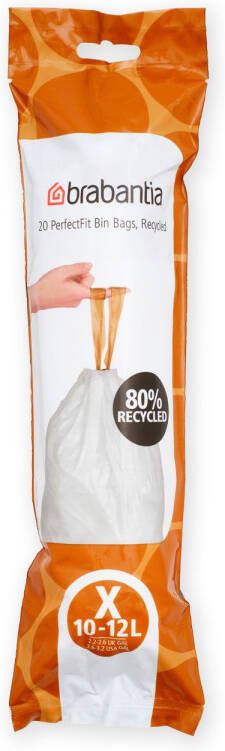 Brabantia Perfectfit Afvalzak Met Trekbandsluiting Code X 10-12l 20 Stuks rol Recycled