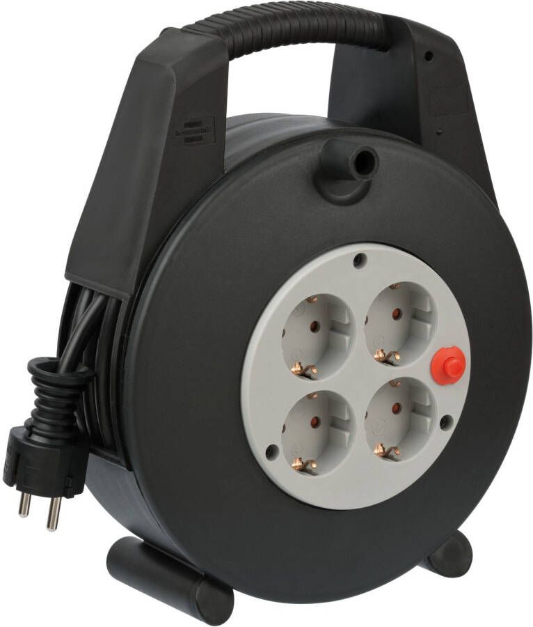 Brennenstuhl Vario Line Kabelbox 4-voudig mini-Kabelhaspel (kabelhaspel voor binnen 15 m kabel Made in Germany) zwart grijs