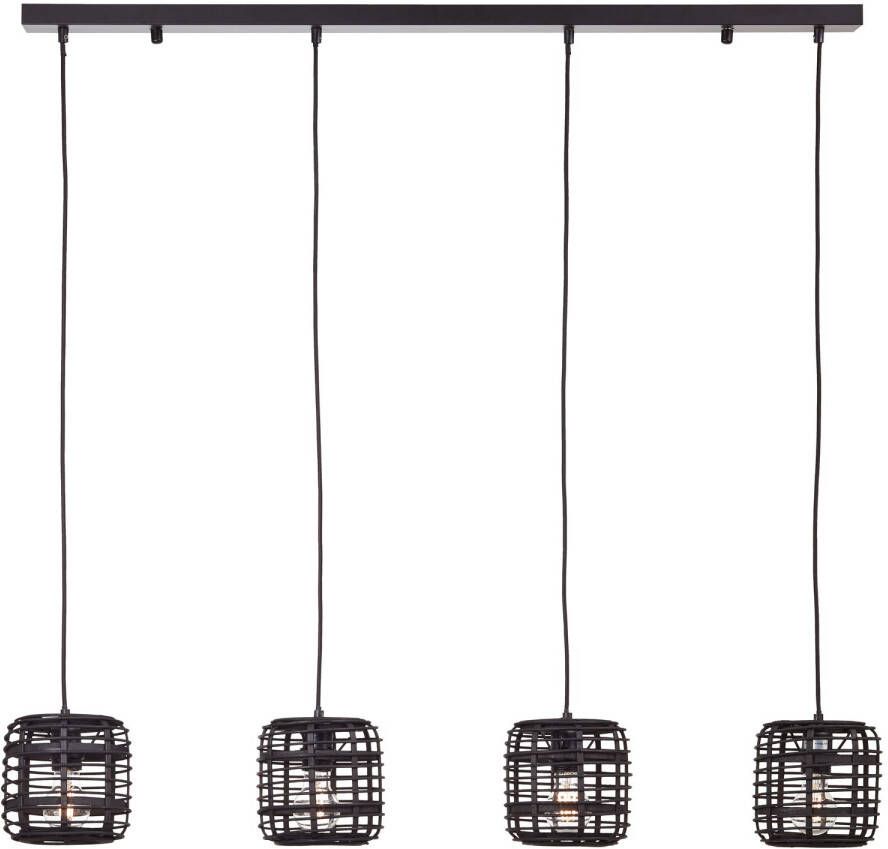 Brilliant Hanglamp Crosstown 4-pits hout donker zwart Binnenverlichting hanglampen serie | 4x A60 E27 40W geschikt voor normale lampen (niet inbegrepen) | A ++ | In hoogte verstelbaar kabel kan worden ingekort