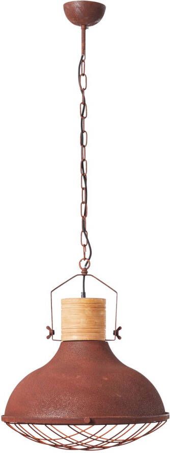 Brilliant Landelijke Industriële Hanglamp roest met houten klos