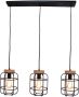 Brilliant lamp Gwen hanglamp 3-vlammen bar antiek hout zwart korund metaal hout 3x A60 E27 40W normale lampen (niet inbegrepen) A++ - Thumbnail 2