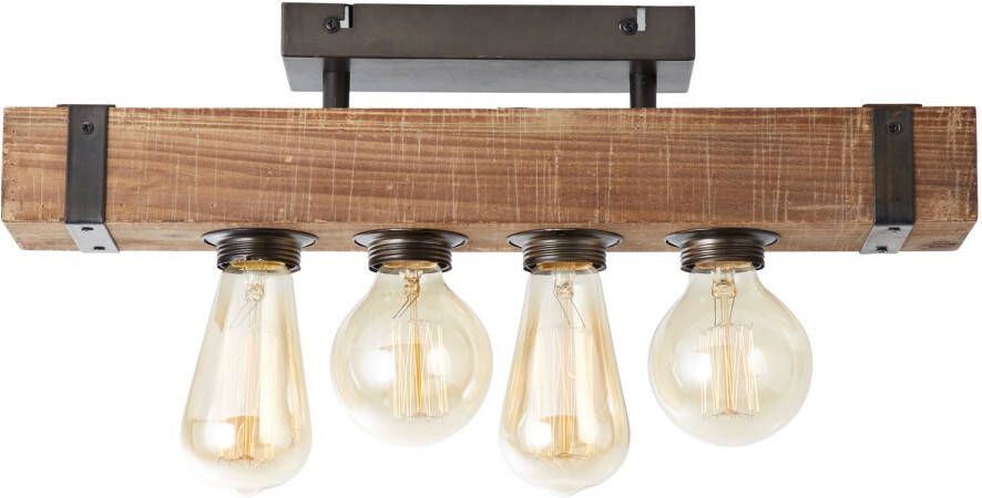 Brilliant lamp Woodhill plafondlamp 4-lichts antiek zwart | 4x A60 E27 30W gf normale lampen niet gespecificeerd. | Geschikt voor LED-lampen | Dimbaar bij gebruik van geschikte lampen