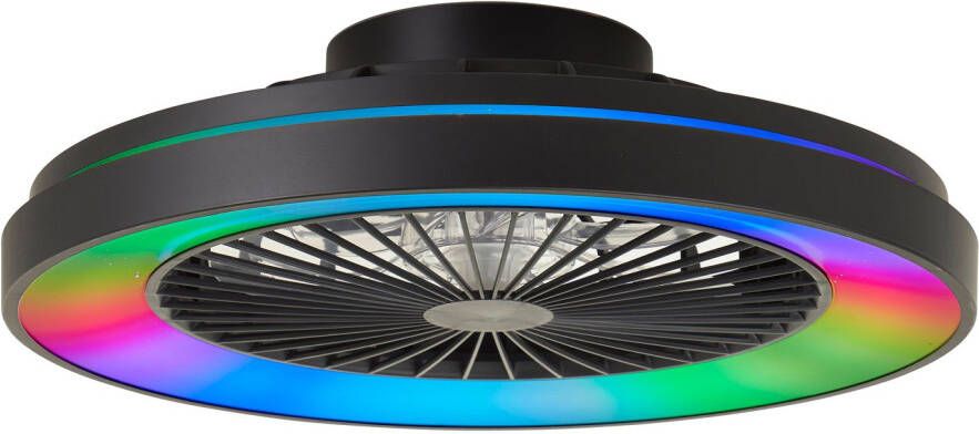 Brilliant Plafondventilator Mazzaro Zwart ⌀48 5cm Cct Rgb 40w