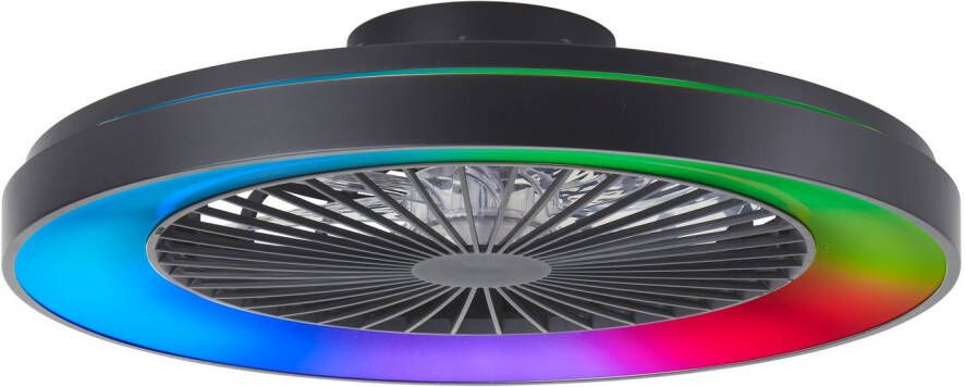 Brilliant Plafondventilator Mazzaro Zwart ⌀58cm Cct Rgb 55w