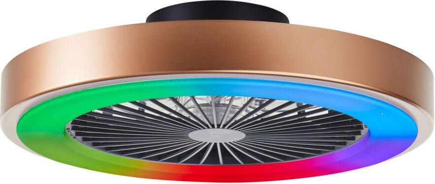 Brilliant Plafondventilator Slimline Goud Zwart ⌀49cm Cct Rgb 40w