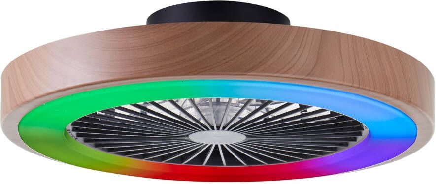 Brilliant Plafondventilator Slimline Hout Zwart ⌀49cm Cct Rgb 40w