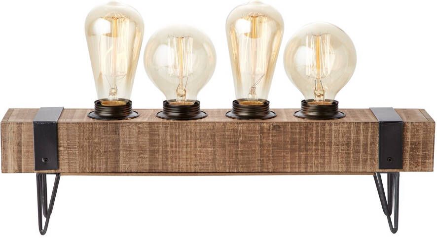 Brilliant lamp Woodhill tafellamp 4 lichts antiek zwart | 4x A60 E27 30W geschikt voor standaardlampen (niet inbegrepen) | Schaal A ++ tot E | Met snoerschakelaar