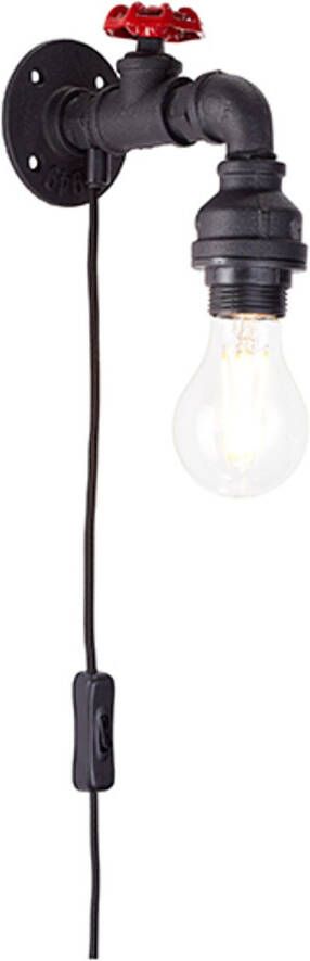 Brilliant lamp Torchlamp wandlamp schakelaar zwart | 1x A60 E27 60W geschikt voor standaardlampen (niet inbegrepen) | Schaal A ++ tot E | Met veegschakelaar en toevoerleiding