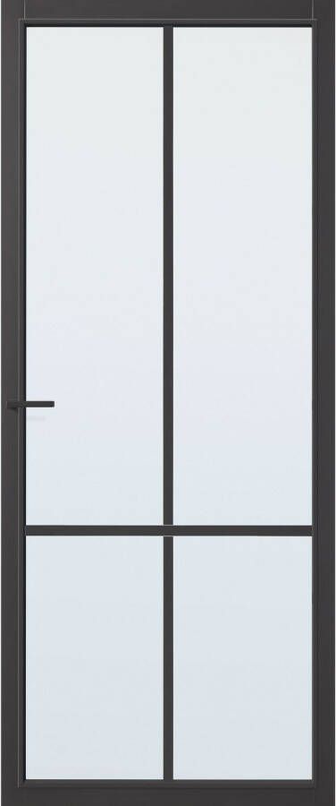 CanDo Capital Binnendeur Topeka Zwart Blank Glas Opdek Links 83x201 5 Cm