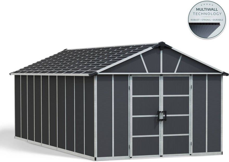 Canopia Yukon Tuinhuis Tuinschuur Ultra Duurzaam Polycarbonaat Grijs 643X332X252 cm