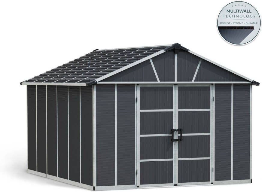 Canopia Yukon Tuinhuis met vloer Tuinschuur Ultra Duurzaam Polycarbonaat Grijs 395X332X252 cm