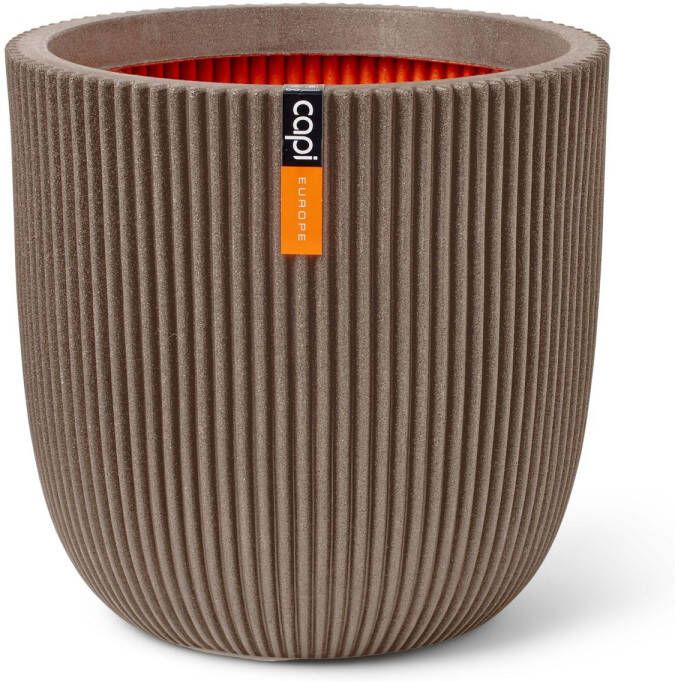 Capi Europe Bloempot bol Groove NL 54x52 Warm taupe Opening Ø46 Bloempot voor binnen en buiten Levenslang garantie Breukbestendig 100% Recyclebaar CO2 Neutraal geproduceerd KGVWT935