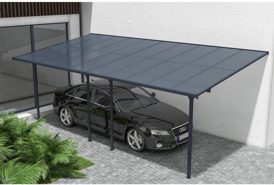 Cazeboo Aangebouwde Pergola carport 18m² Kleo 600l300 Aluminium Grijs