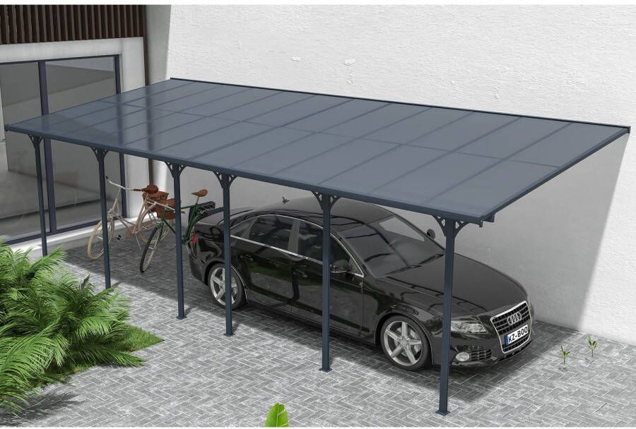 Cazeboo Aangebouwde Pergola carport 24m² Kleo 800l300 Aluminium Grijs