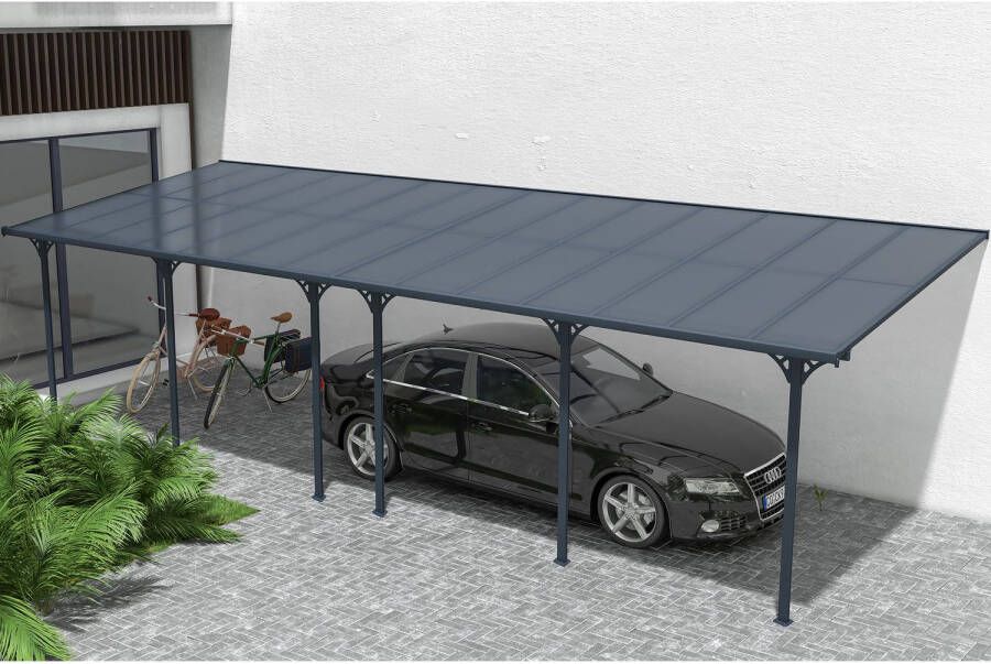 Cazeboo Aangebouwde Pergola carport 27m² Kleo 900l300 Aluminium Grijs