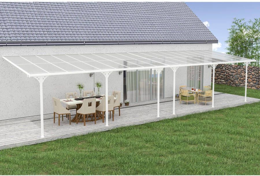 Cazeboo Aangebouwde Pergola carport 33m² Kleo 1100l300 Aluminium Wit