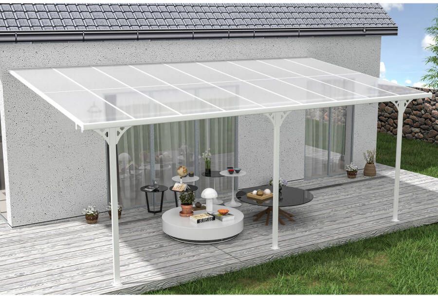 Cazeboo Pergola Carport Leunend Kleo 550l300 Aluminium Wit