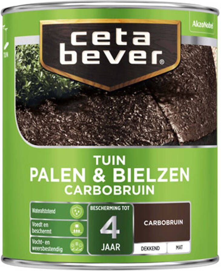 CetaBever Tuin Palen & Bielzen Beits Mat Carbobruin 750 ml