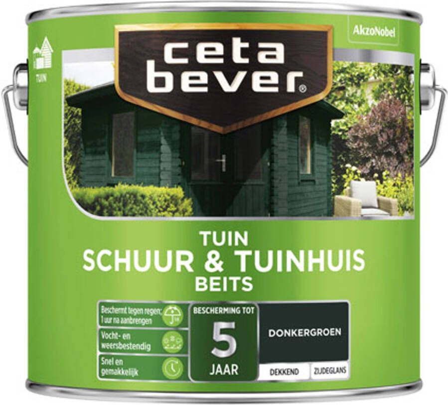 CetaBever Schuur & Tuinhuis Beits Zijdeglans Donker Groen 2 5 liter