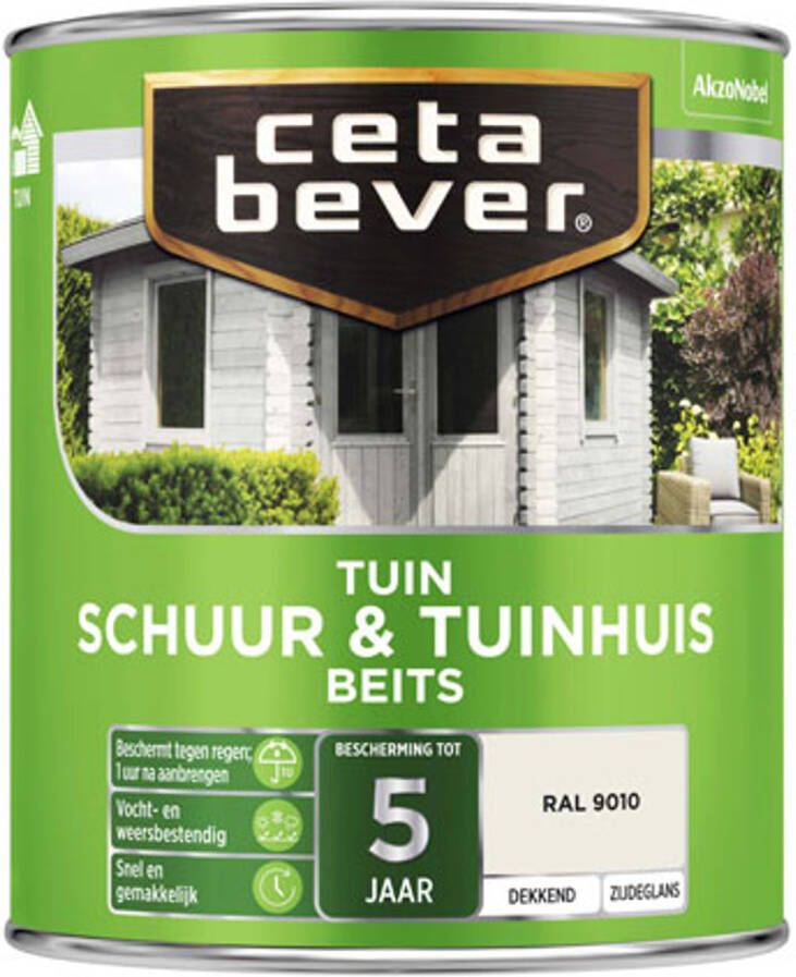 CetaBever Tuin Schuur & Tuinhuis Beits Zijdeglans Ral 9010 750 ml