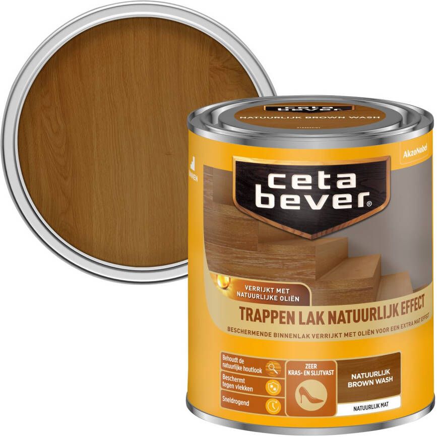 Cetabever Traplak Natuurlijk Effect Brown Wash 750ml