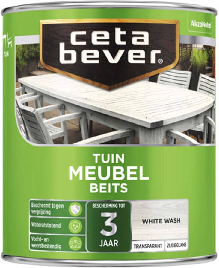 CetaBever Tuinmeubel Beits Zijdeglans White Wash 750 ml