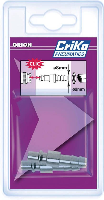Criko slangpilaar voor compressor Orion male x Ø 8 mm slangpilaar 2 stuks
