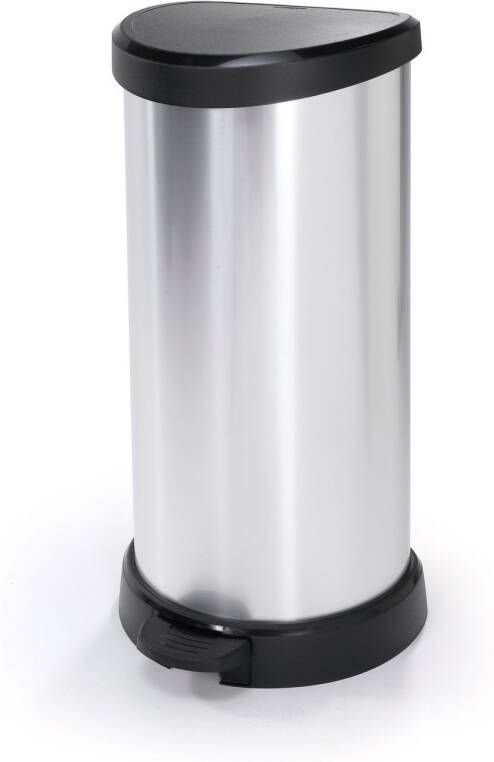 Curver Pedaalemmer Decobin Ovaal 40l Metallic Zilver En Zwart