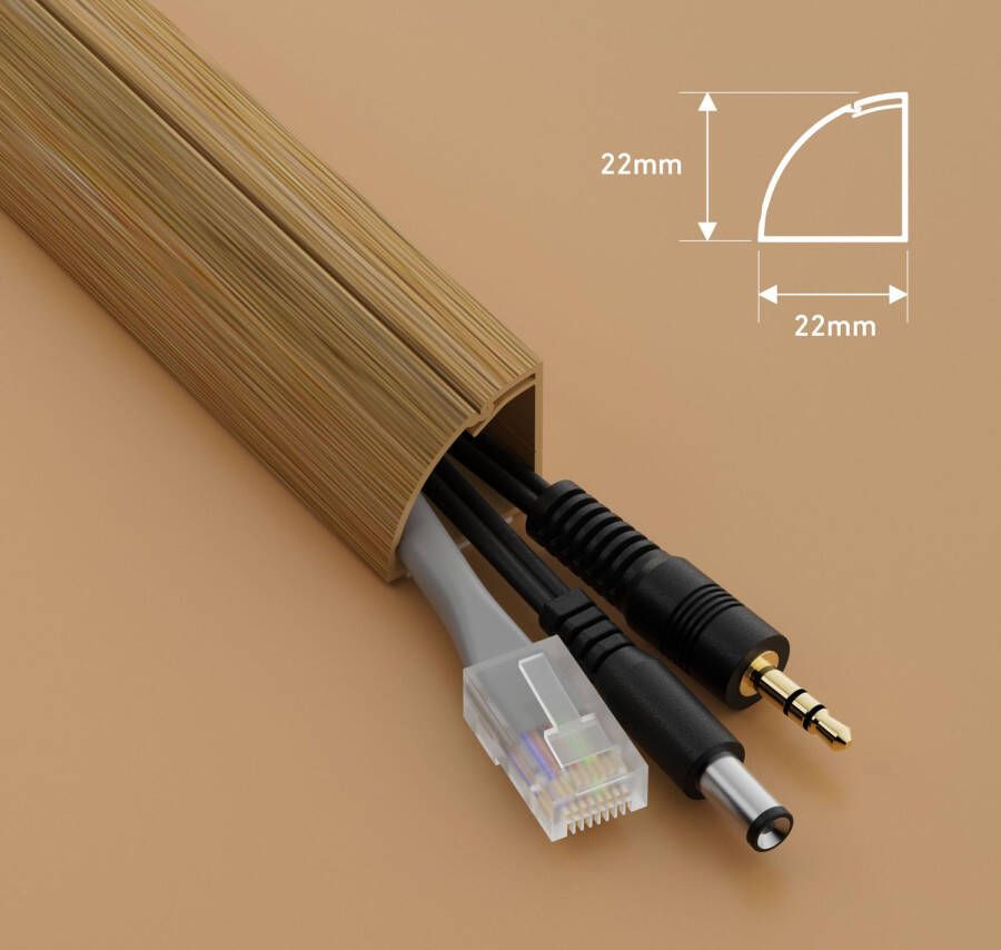 Praxis D-line Kabelgoot Zelfklevend Kwartrond 22x22mm 2m Premium Hout Optiek