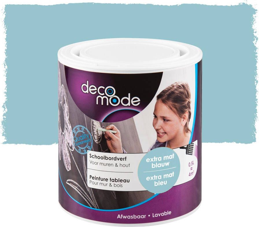 Deco Mode Decomode Schoolbordverf Muren Hout en Metaal Extra Mat Blauw 500ml