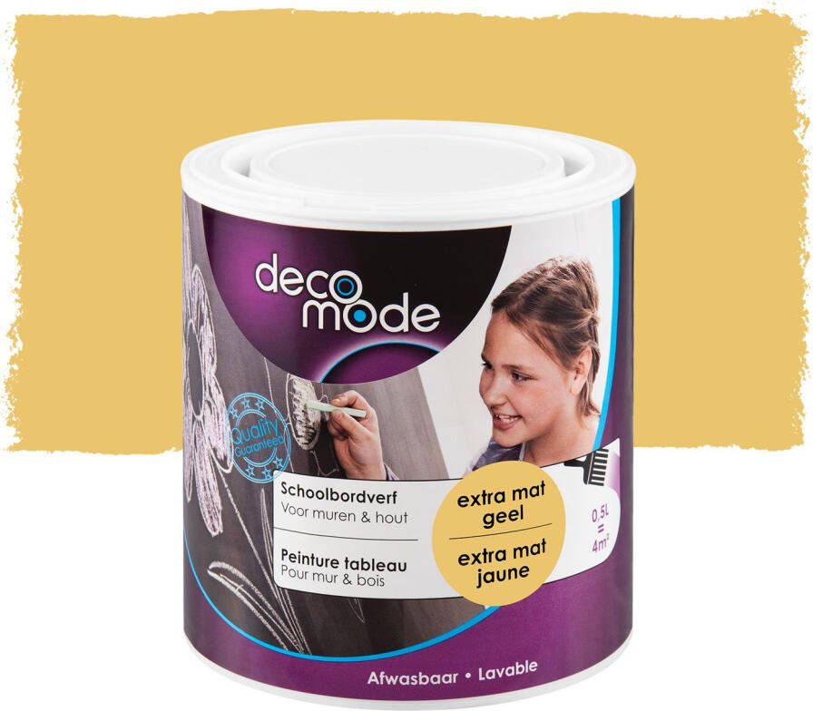 Deco Mode Decomode Schoolbordverf Muren Hout en Metaal Extra Mat Geel 500ml