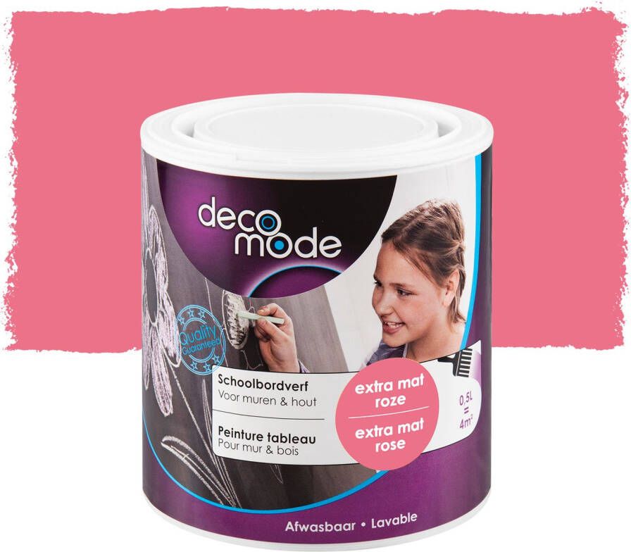 Deco Mode Decomode Schoolbordverf Muren Hout en Metaal Extra Mat Roze 500ml