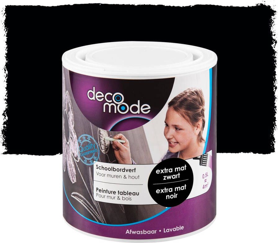 Deco Mode Decomode Schoolbordverf Muren Hout en Metaal Extra Mat Zwart 500ml