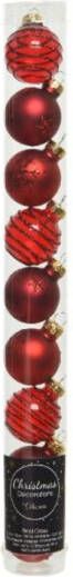 Decoris 9 Glazen Kerstballen 3 Cm Mix Kerstrood Ossenbloed