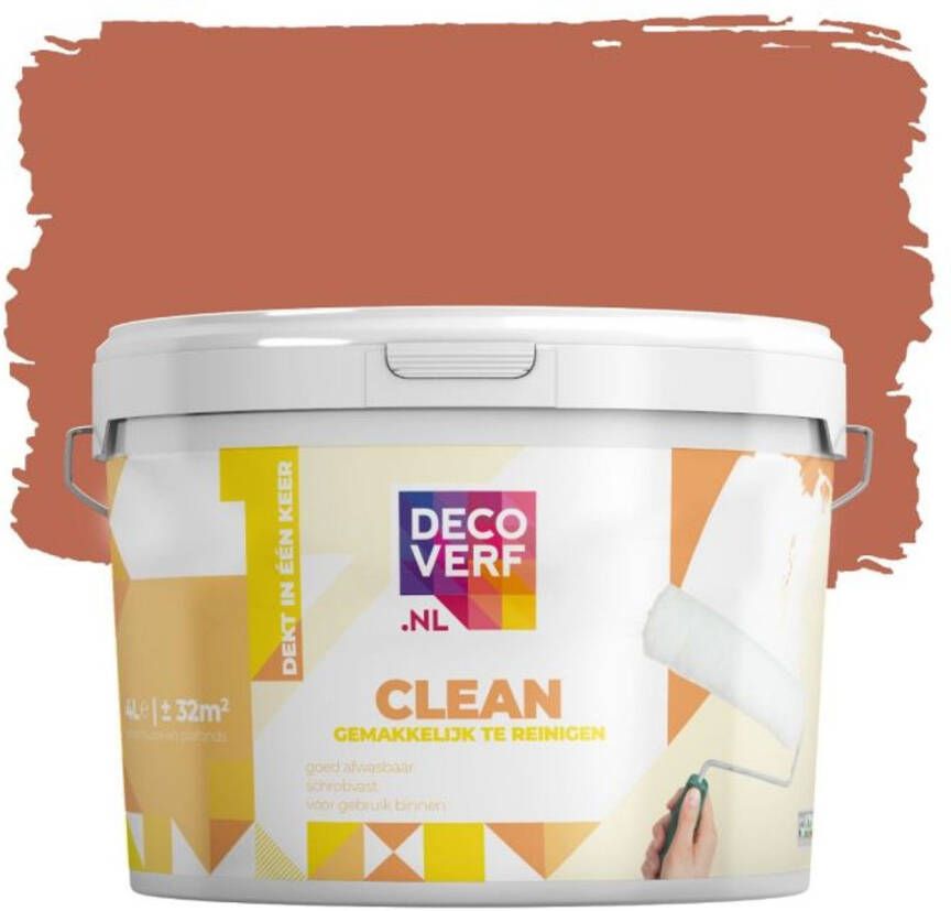 Decoverf.nl Decoverf Clean Muurverf Terra Rood 4l