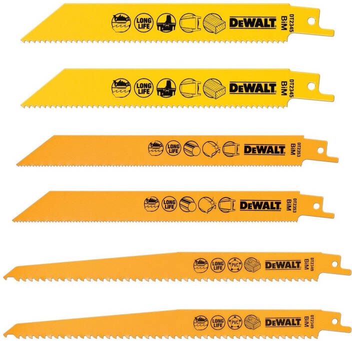 Dewalt Reciprozaagbladenset Dt2444-qz Bim Metaal Hout Kunststof 6-delig