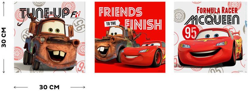 Disney Cars | Canvas Set Van 3 Cars Friends Finish 3x 30x30 Cm