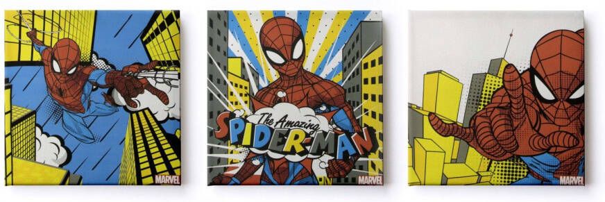 Disney Marvel Spiderman | Canvas Set Van 3 Retro 3x 30x30cm