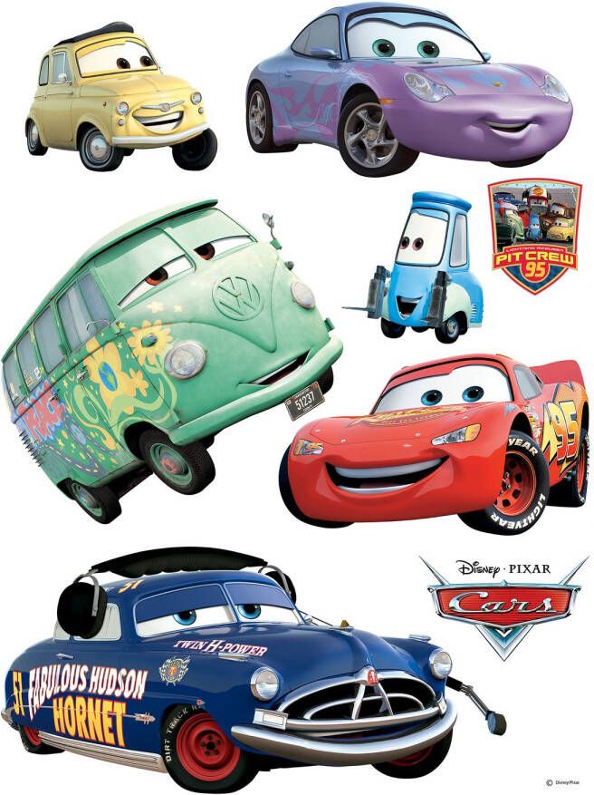 Disney Muursticker Cars Rood Blauw En Groen 65 X 85 Cm 600179