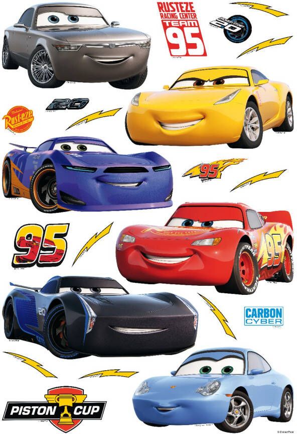 Disney Muursticker Cars Rood Geel En Blauw 42 5 X 65 Cm 600111