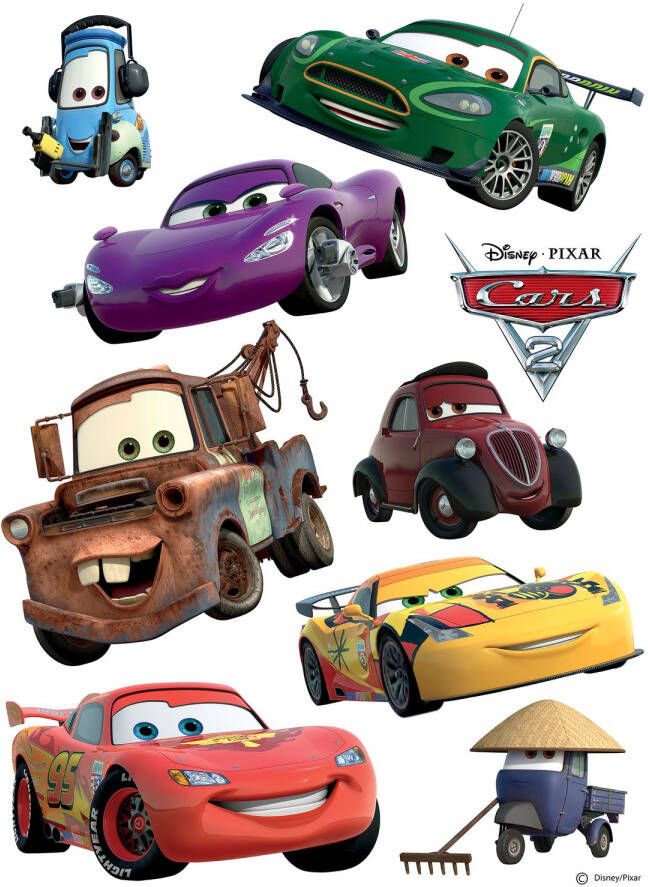 Disney Muursticker Cars Rood Geel En Groen 65 X 85 Cm 600205