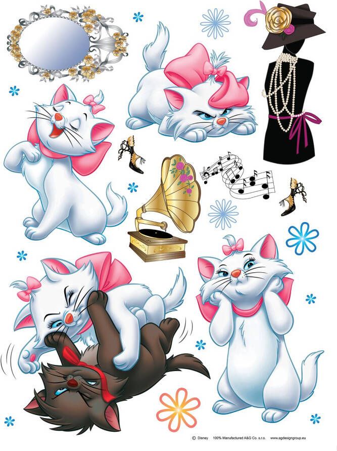 Disney Muursticker De Aristokatten Lichtblauw Wit En Roze 65 X 85 Cm 600104