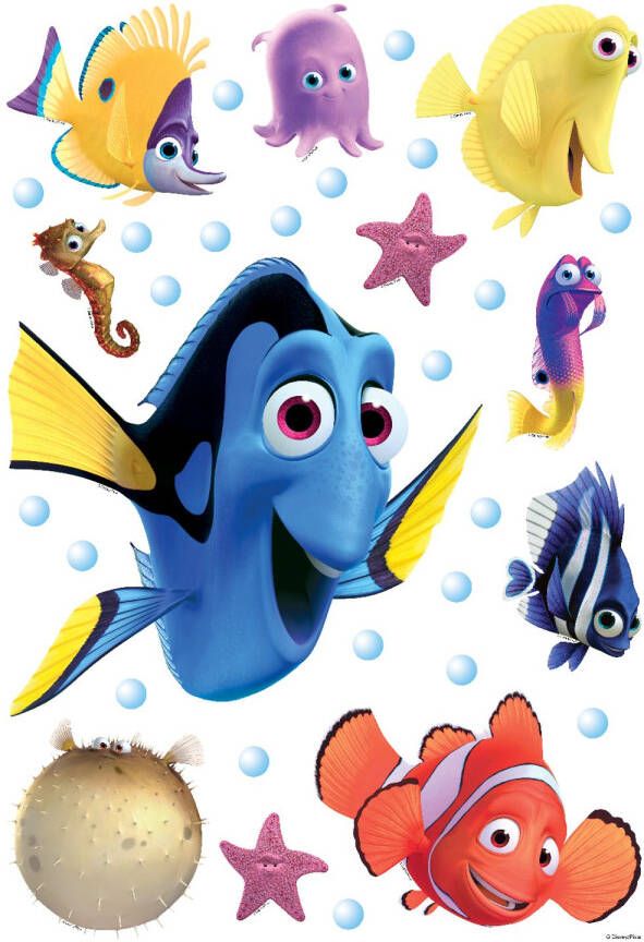 Disney Muursticker Finding Dory Blauw Geel En Oranje 42 5 X 65 Cm 600113