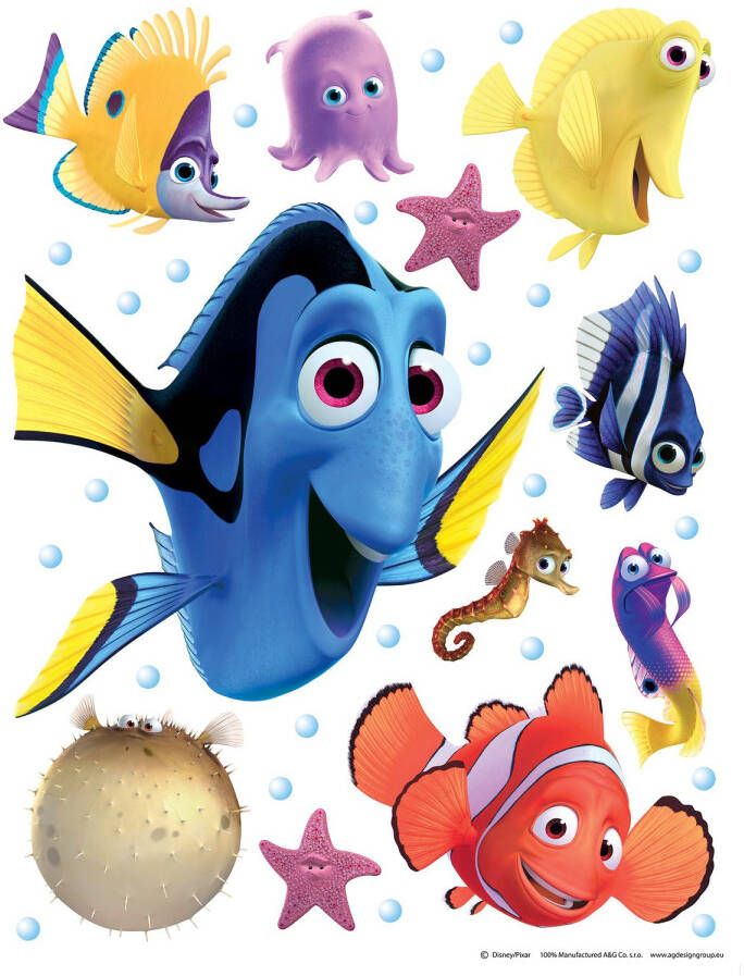 Disney Muursticker Finding Dory Wit En Blauw 65 X 85 Cm 600101