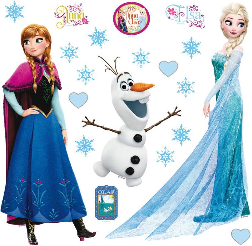 Disney Muursticker Frozen Anna & Elsa Blauw En Paars 30 X 30 Cm 600224