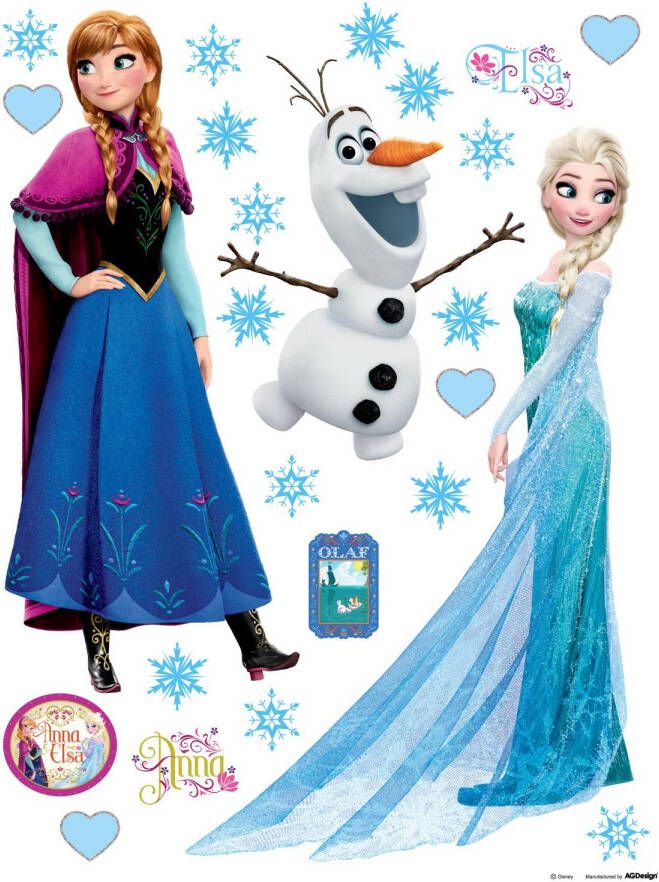 Disney Muursticker Frozen Anna & Elsa Blauw Paars En Wit 65 X 85 Cm 600155