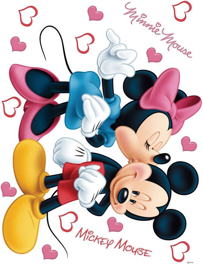 Disney Muursticker Minnie & Mickey Mouse Roze Rood Geel En Blauw 65 X 85 Cm