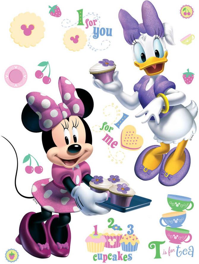 Disney Muursticker Minnie Mouse & Katrien Duck Roze En Paars 65 X 85 Cm 600184