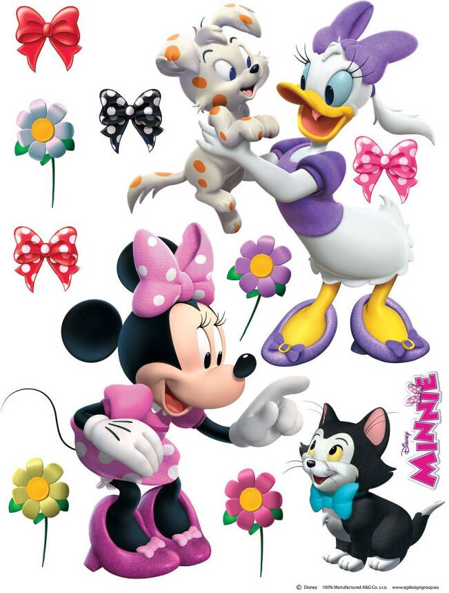 Disney Muursticker Minnie Mouse & Katrien Duck Roze Rood En Paars 65 X 85 Cm